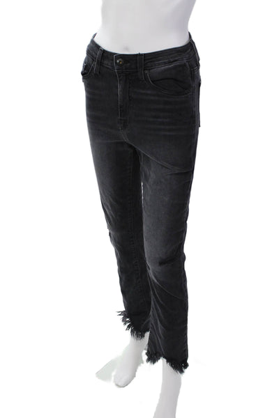 Jonathan Simkhai Womens Cotton Lightly Distressed Raw Hem Jeans Gray Size 27