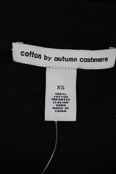 Cotton By Autumn Cashmere Womens Cotton Sheer V-Neck Cardigan Black Size XS