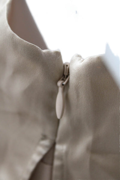Cinq A Sept Womens Silk V-Neck Zipped Sleek Tank Top Blouse Beige Size S