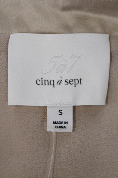 Cinq A Sept Womens Silk V-Neck Zipped Sleek Tank Top Blouse Beige Size S