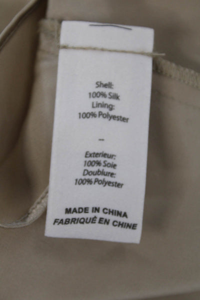 Cinq A Sept Womens Silk V-Neck Zipped Sleek Tank Top Blouse Beige Size S