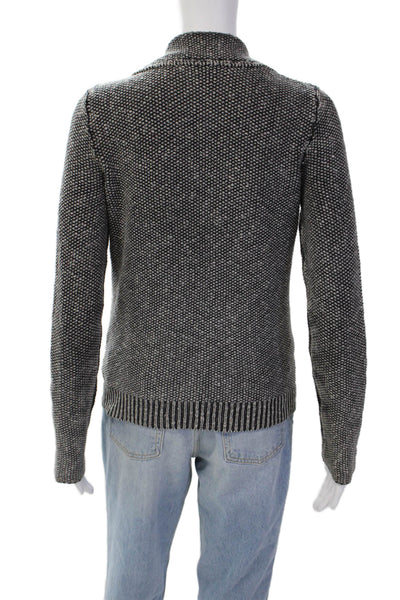 Free People Womens Full Zipper Cardigan Sweater Gray Black Cotton Size Small