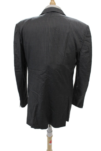 Ermenegildo Zegna Mens Wool Striped Three Button Lined Blazer Gray Size 54L