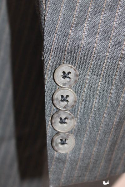 Ermenegildo Zegna Mens Wool Striped Three Button Lined Blazer Gray Size 54L