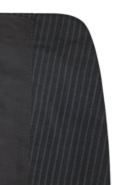 Ermenegildo Zegna Mens Wool Striped Three Button Lined Blazer Gray Size 54L