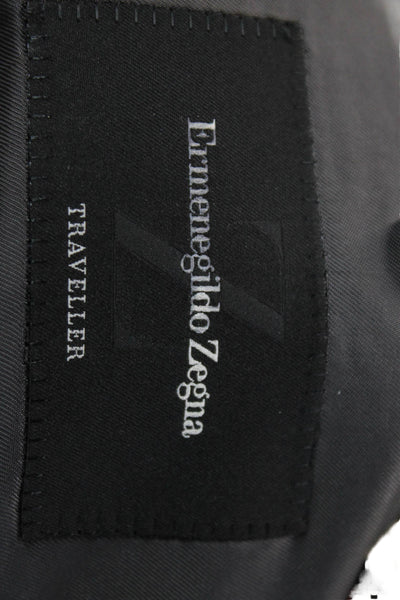 Ermenegildo Zegna Mens Wool Striped Three Button Lined Blazer Gray Size 54L