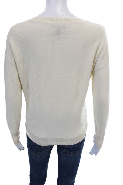 J Crew Womens Cotton Tied Front Long Sleeve Tight Knit Sweater White Size XS