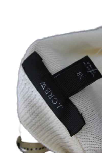 J Crew Womens Cotton Tied Front Long Sleeve Tight Knit Sweater White Size XS