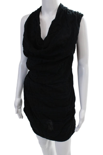 AllSaints Co Ltd Spitalfields Womens Cotton Plaid Drape Neck Dress Black Size 8