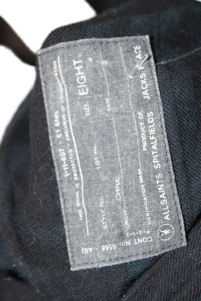 AllSaints Co Ltd Spitalfields Womens Cotton Plaid Drape Neck Dress Black Size 8