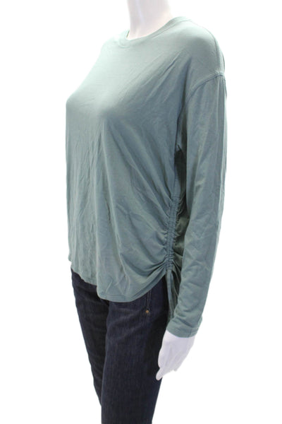 Lululemon Womens Basic Rouched Tied Side Detail Curved Hem Blouse Green Size 6