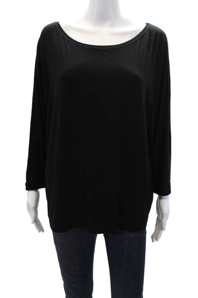 Tomas Maier Womens Long Sleeve Round Neck Stretch Blouse Top Black Size 4