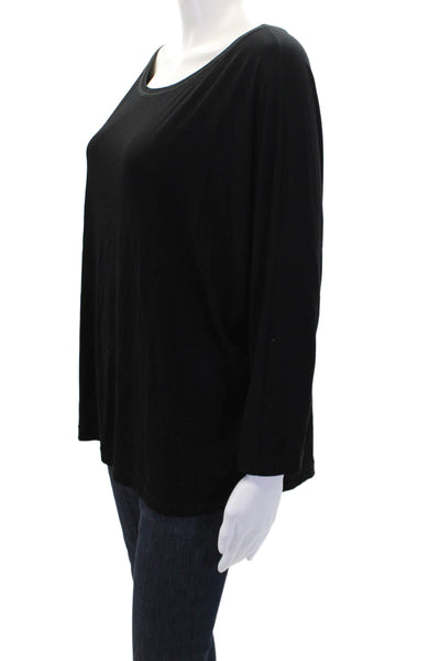 Tomas Maier Womens Long Sleeve Round Neck Stretch Blouse Top Black Size 4