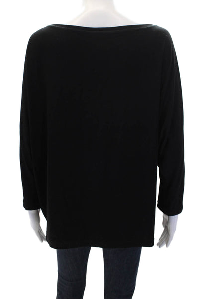 Tomas Maier Womens Long Sleeve Round Neck Stretch Blouse Top Black Size 4