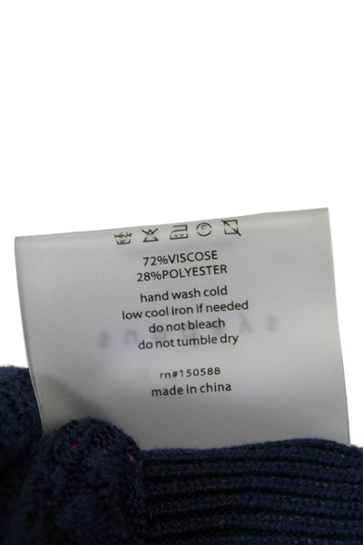Sundays Womens Elastic Waistband Open Knit Trim Skirt Navy Size Medium