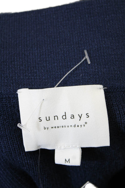 Sundays Womens Elastic Waistband Open Knit Trim Skirt Navy Size Medium