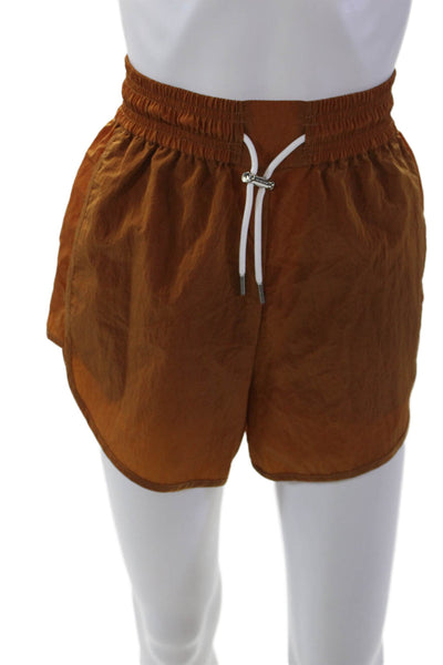 Varley Womens Harmon Drawstring High-Rise 4" Athletic Shorts Orange Size 2XS