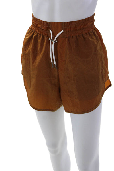 Varley Womens Harmon Drawstring High-Rise 4" Athletic Shorts Orange Size 2XS