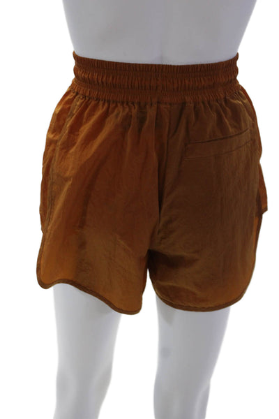 Varley Womens Harmon Drawstring High-Rise 4" Athletic Shorts Orange Size 2XS