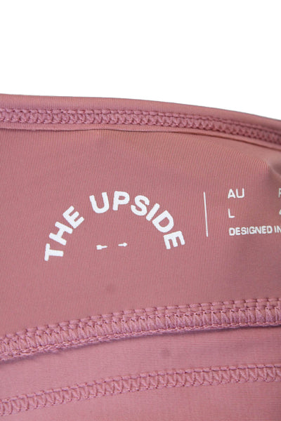 The Upside Womens Natacha Round Neck Adjustable Strap Sports Bra Pink Size L