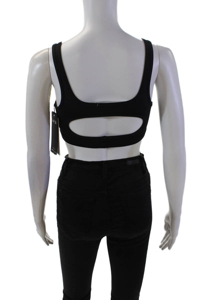 PE Nation Womens Activewear Amplify Round Neck Sports Bra Black Size XS