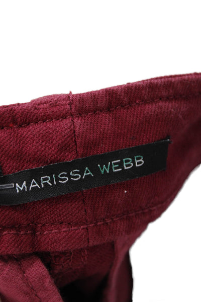 Marissa Webb Womens High Rise Textured Detail Zip Ankle Skinny Jeans Red Size 27