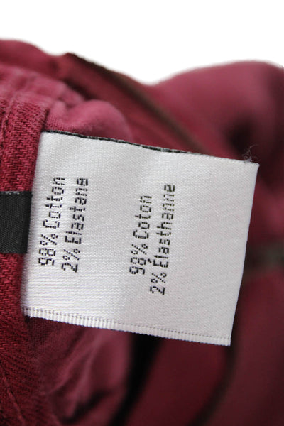 Marissa Webb Womens High Rise Textured Detail Zip Ankle Skinny Jeans Red Size 27