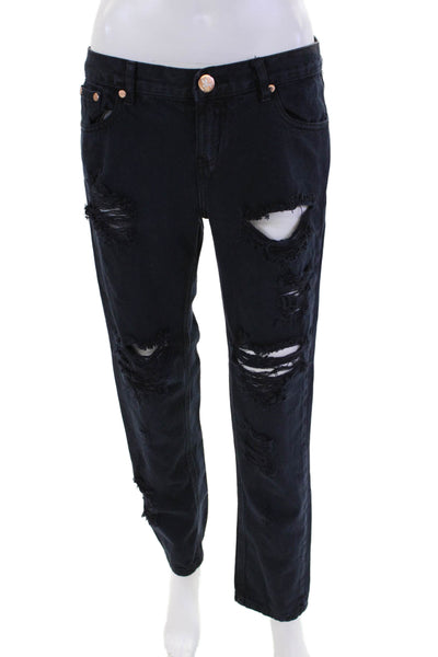 One by One Teaspoon Womens High Rise Distress Awesome Baggy Jeans Blue Size 32