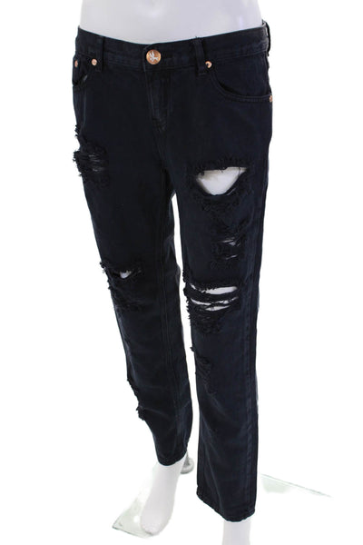 One by One Teaspoon Womens High Rise Distress Awesome Baggy Jeans Blue Size 32