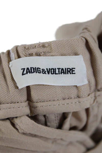 Zadig & Voltaire Womens Zipper Fly Mid Rise Straight Leg Pants Brown Size EU 38