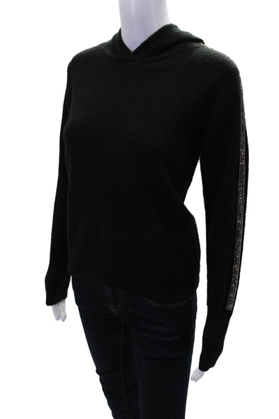 Aqua Womens Pullover Crystal Trim Hoodie Sweatshirt Black Size Medium