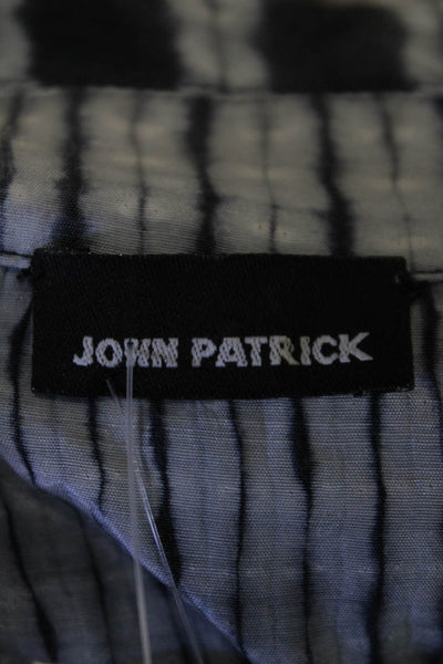 John Patrick Womens Button Front Collared Tie Dyed Shirt Blue Cotton Size Medium