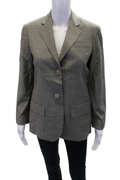Giorgio Armani Womens Two Button Notched Lapel Blazer Jacket Gray Wool IT 38