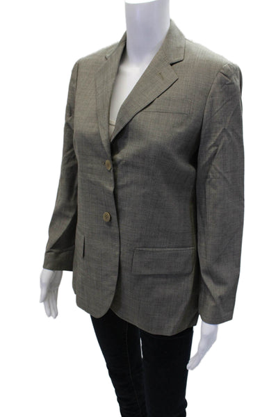 Giorgio Armani Womens Two Button Notched Lapel Blazer Jacket Gray Wool IT 38