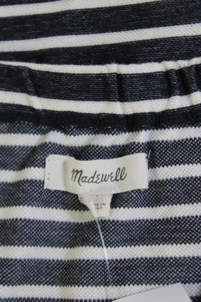 Madewell Womens Cotton Stripe Printed Off The Shoulder Mini Dress Blue Size S
