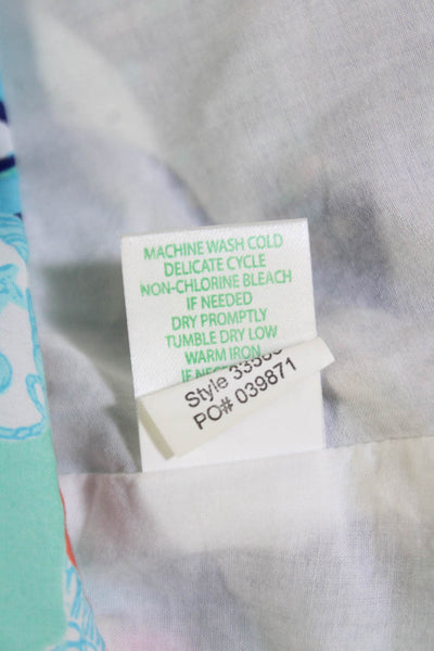 Lilly Pulitzer Womens Cotton Graphic Patchwork Print Mini Skirt Blue Size XS