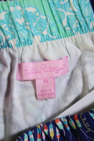 Lilly Pulitzer Womens Cotton Graphic Patchwork Print Mini Skirt Blue Size XS