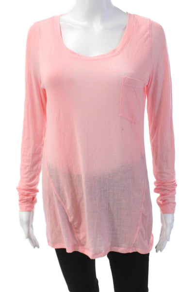 Lululemon Womens Basic Long Sleeve Scoop Neck Sheer Florescent Pink Size 6