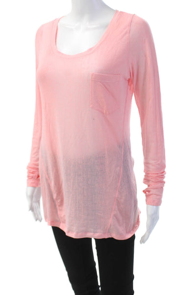 Lululemon Womens Basic Long Sleeve Scoop Neck Sheer Florescent Pink Size 6