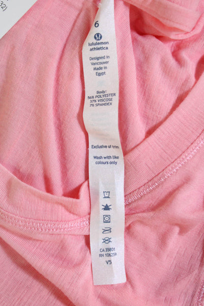 Lululemon Womens Basic Long Sleeve Scoop Neck Sheer Florescent Pink Size 6