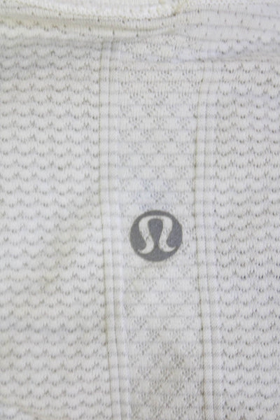 Lululemon Womens Stripe Print Scoop Neck Long Sleeve Stretch Shirt White Size 6