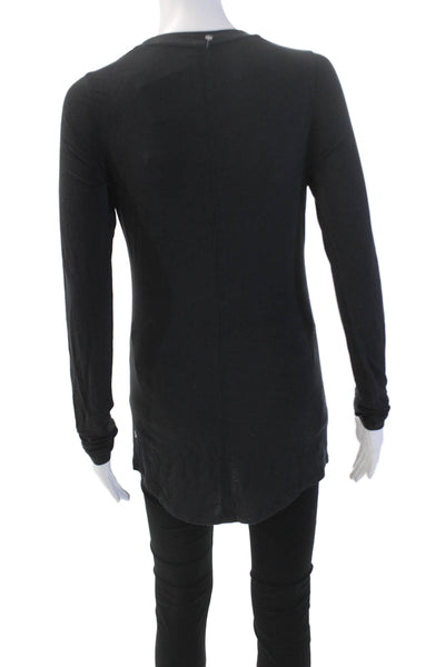 Lululemon Womens Solid Round Neck Long Sleeve Basic T-Shirt Black Size 6