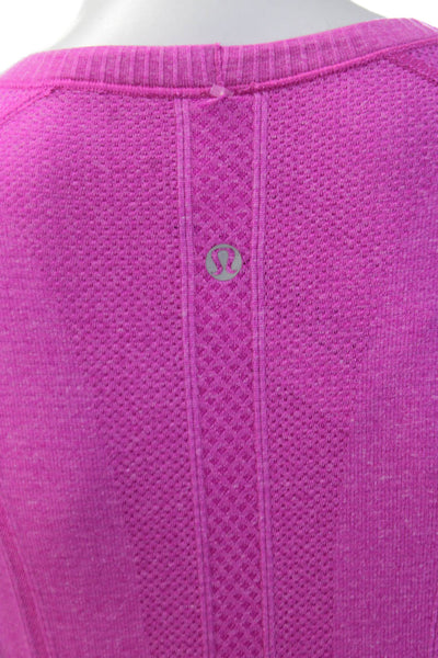 Lululemon Womens Solid Stretch Short Sleeve Activewear T-Shirt Hot Pink Size 6