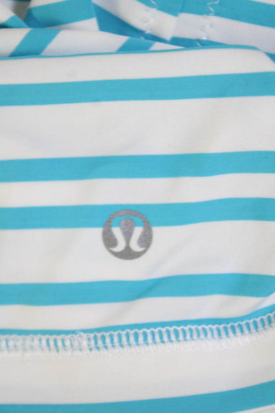 Lululemon Womens Stripe Print Strappy Scoop Neck Athletic Tank Top White Size 4