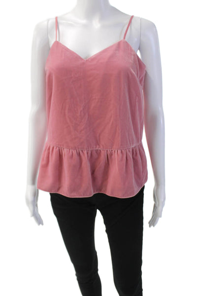 J Crew Womens Velvet V-Neck Spaghetti Strap Cropped Tank Top Dusty Pink Size 4