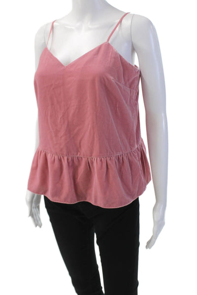 J Crew Womens Velvet V-Neck Spaghetti Strap Cropped Tank Top Dusty Pink Size 4