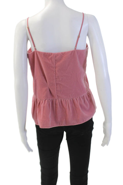 J Crew Womens Velvet V-Neck Spaghetti Strap Cropped Tank Top Dusty Pink Size 4