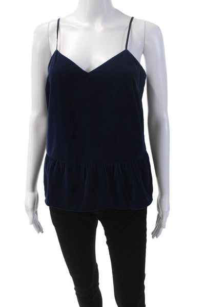 J Crew Womens Velvet Textured Spaghetti Strap V-Neck Tank Top Blue Size 4