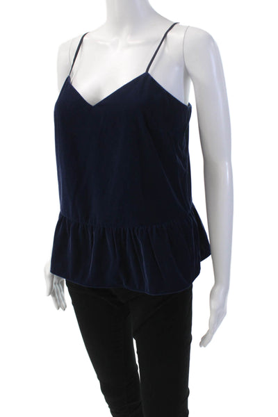 J Crew Womens Velvet Textured Spaghetti Strap V-Neck Tank Top Blue Size 4