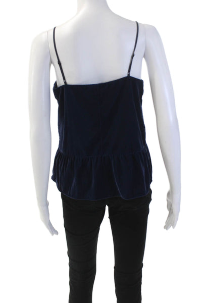 J Crew Womens Velvet Textured Spaghetti Strap V-Neck Tank Top Blue Size 4